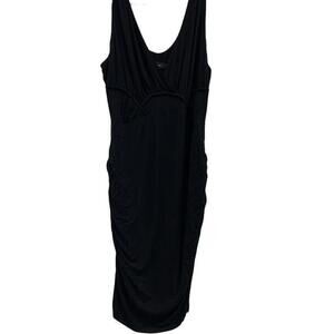 Stork & Babe Womens Black Ruched V Neck Sleeveless Maternity Dress Size M​​